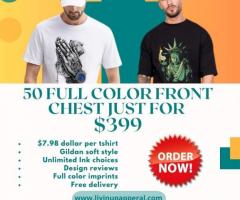 "Livin UP: Elevate Your Style with 50 Customized T-Shirts for Just $399!"