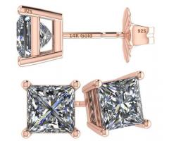 Elevate Your Style with Elegance with 14K Gold Sterling Silver Princess Cut CZ Stud Earrings
