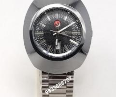 Rado Dia Star Full Silver Diamond Studded Black Dial Automatic Watch - 1